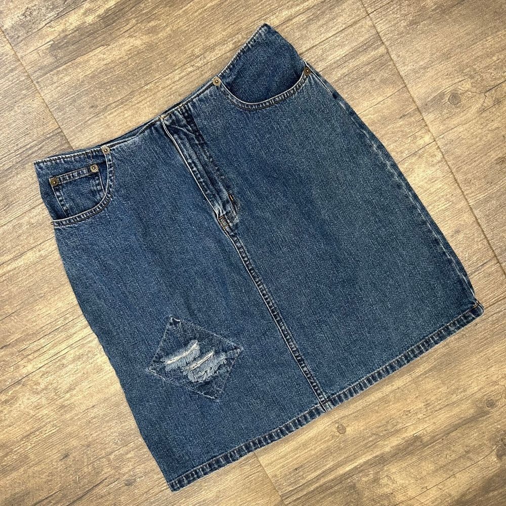 Vintage Polo Jeans Co Ralph Lauren Denim Skirt Size 14 Distressed (small) 90s